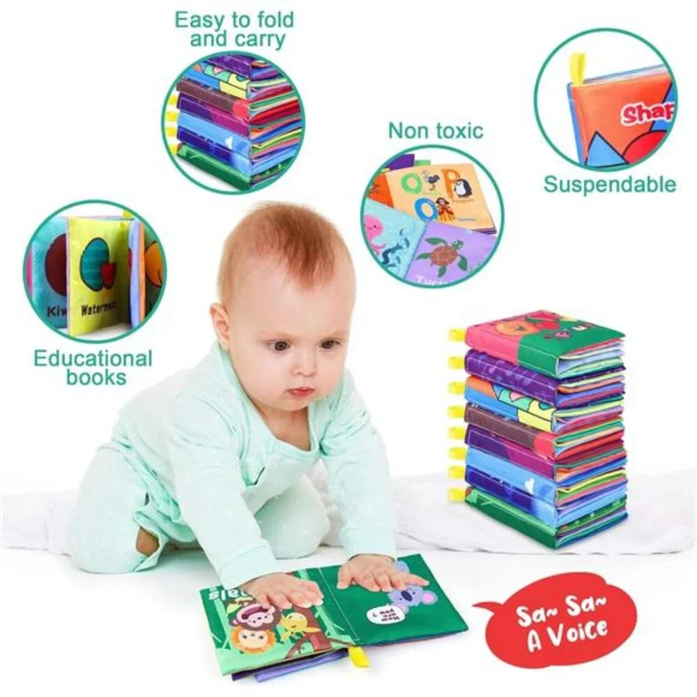 Baby Bath Books, Nontoxic Fabric Soft Baby Cloth Books, Early Education Toys